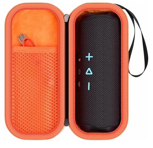 Image of Travel Carry Case for New JBL Flip 7, 6, 5, 4, 3 Portable Speaker, Shockproof, Dustproof, Protective Cover Storage Bag (EVA Box Orange)