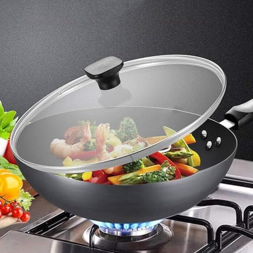 Wok Sartén de Hierro Fundido con Tapa de Vidrio 32cm miniatura 2