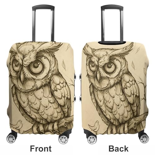 Travel Luggage Cover Suitcase Cover Suitcase Protector Pencil Drawing Owl Luggage Covers Washable Baggage Cover Elastic Anti-Scratch Suitcase Case Protector for Adult Personalized Suitcase Covers3