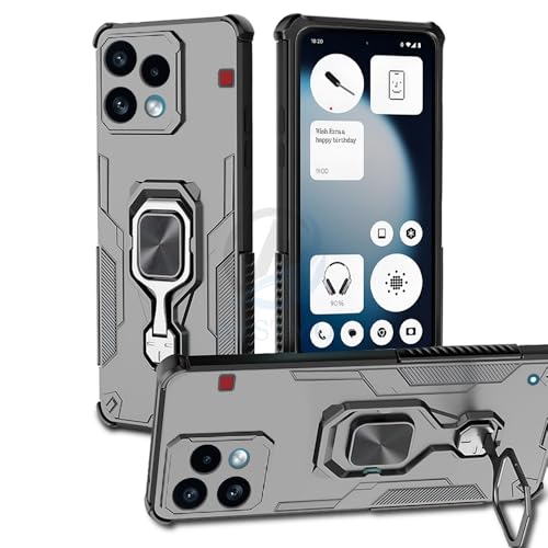 Image of AESTMO Armor Back Cover for Nothing Phone 3A Lite 5G | Ring Holder & Kickstand & Camera Protection in-Built | 360 Degree Protection Back Case Cover (Black)