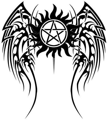 Anti Possession Wings Symbol Supernatural Decal Sticker Catholic Voodoo Demons for Car Windows Truck Room (7" inches (White)