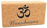 Yogablock Kork personalisert Motiv: OM + Name - 22.5 x 12 x 7.5cm - Dein eigener Yoga Block mit Lasergravur