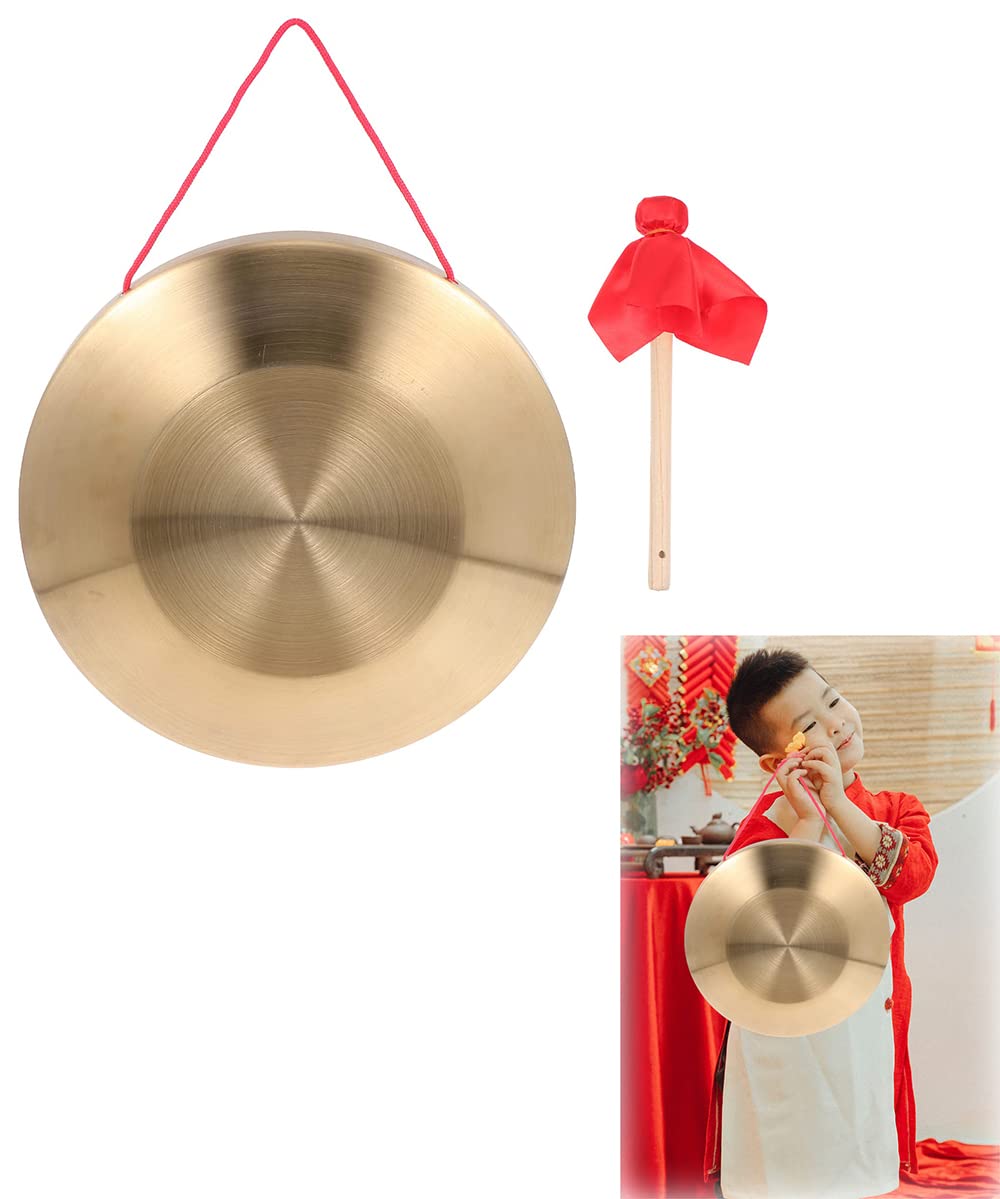 KASTWAVE Generic Gong with Mallet, 22 cm/8.66Inch Gong Traditional Chinese Percussion Instrument, Copper Decorative Chau Gong for Home, Office