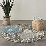 Nourison Passion Bohemian Floral Charcoal/Blue 4' x Round Area Rug, (4' Round)