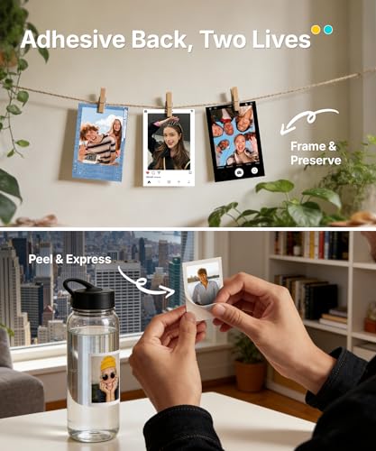 Liene Pearl N200 Pro Original-Nachfüllset: 50 Blatt selbstklebendes Fotopapier (5x7,6 cm) & 5 Farbbänder. Sofort haftend, wasserfest, langlebig. Ideal für DIY & Geschenke. Nur für DMP130.