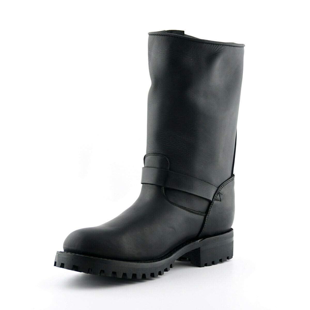 Grinders Engineer Wild One Stivali da Combattimento Western Uomo di Pelle Nera con Fibbia