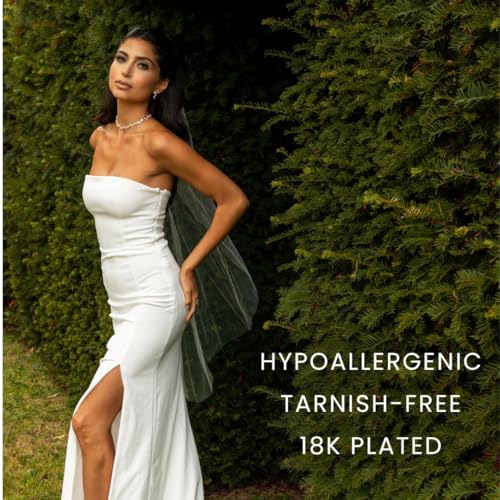 Nikita By Niki 18K Leaf Choker Necklace – Elegant Bridal Choker for Weddings, Formal Choker Necklace for Women, Dainty Wedding Jewelry Gift4