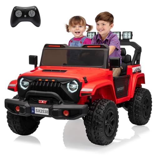 Auto de paseo de 24 V con control remoto, juguetes eléctricos de 2 plazas para niños grandes con asiento ancho de 20, ruedas de camión eléctrico 4 WD, motores de 4 x 200 W, almacenamiento, arranque