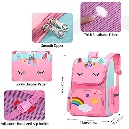 MOOKLIN ROAM Kinderrugzak, schoolrugzak, eenhoorn, grote schooltas voor meisjes, waterdicht, licht, kinderrugzak voor studenten, 5-10 jaar, multicolor - Image 4