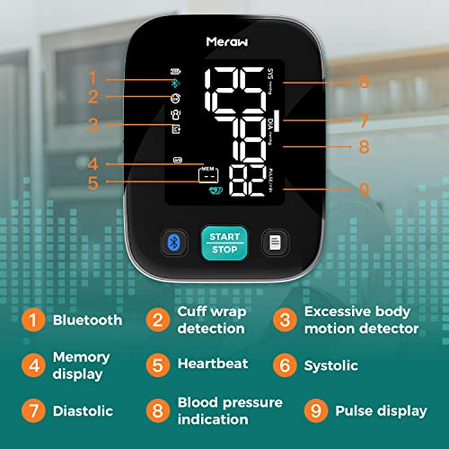 Blood Pressure Monitors for Home Use with APP Health Tracking, Blood Pressure Cuff Arm 8.6-16.5' with Automatic Pressurization, Irregular Heartbeat Monitoring, 8 AAA Batteries (black)