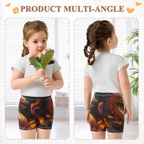 Cotton Under Dress Shorts Print Fiery Dragon Intricate Details Toddler Biker Shorts Girls 4t Summer Kids3