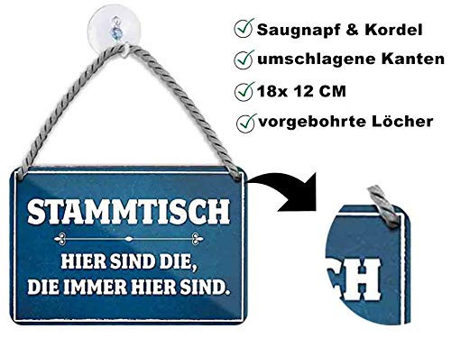 Retro Blechschild 'STAMMTISCH' – 46x10 Cm, Metallschild Mit Witzigem Spruch, Für Kneipe, Bar Oder Deko