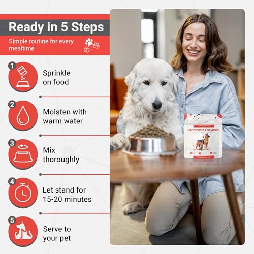 Image of Pancreatic Enzymes for Dogs & Cats - High-Strength, Low-Odor (Acetone-Free), Porcine-Derived Powder Digestive Supplement for Dogs & Cats - Made in the USA (5.9oz, 168g)
