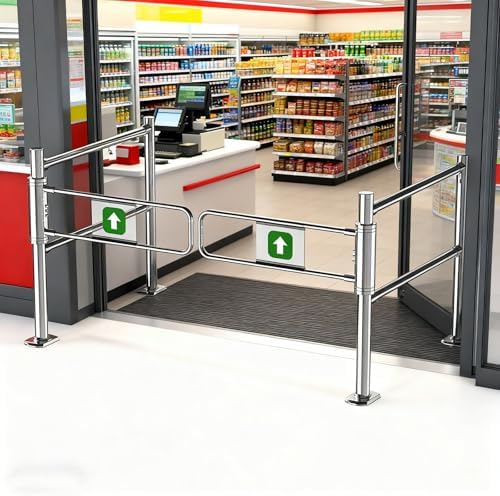 Automatic Stainless Steel Entrance Gate - One-Way Swing Door for Parks, Stores, Libraries - Safe and Secure Access (120 x 100 cm / 47.2" x 39.4")