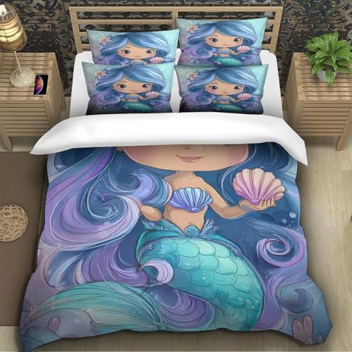 Housse de couette sirène résistante et douce pour lit 135x200