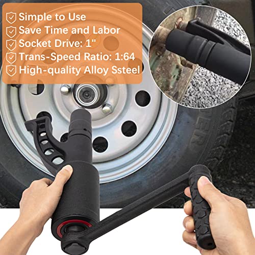 Heavy Duty Torque Multiplier Wrench Set, Torque Wrench Labor Saving Torque Multiplier Wrench Lug Nut Remover Lug Nut Wrench 1 Inch w/ 8 Cr-v Socket