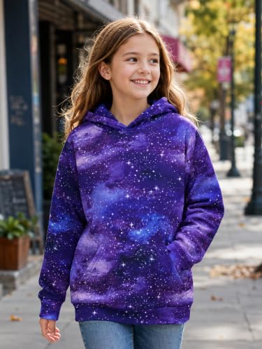 Image of uideazone Girls Graphic Hoodie, Long Sleeve Hooded Sweatshirt 4-14 Years