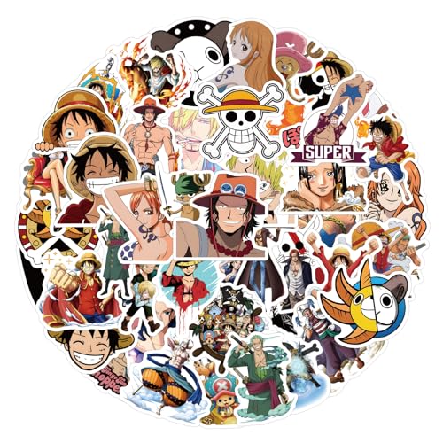 100Pcs One Piece Stickers for Water Bottle Cool Anime Cartoon Waterproof Vinyl Stickers for Adult Teen Girl Kids Laptop Skateboard Bike Guitar Laggage Travel Case Helmet Notebook Scrapbook