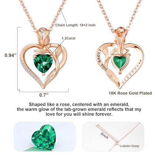 Image of Heart Birthstone Necklace for Women I Love You