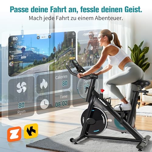 LABGREY Heimtrainer Fahrrad, Fitness Fahrrad für Zuhause, Indoor Kardio Training, LCD Display, Ipad Halter, Sitz & Widerstand Einstellbar (Blau)