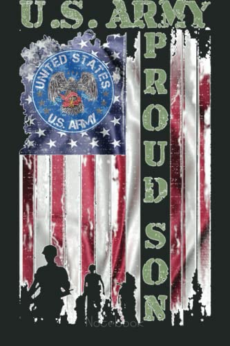 Vintage USA American Flag US Army Proud Veteran Son Funny Notebook: US Navy Veteran Veterans Memorial Day, Journal 6 x 9, 110 Page Blank Lined Paperback Journal/Notebook Gift For Family Friends