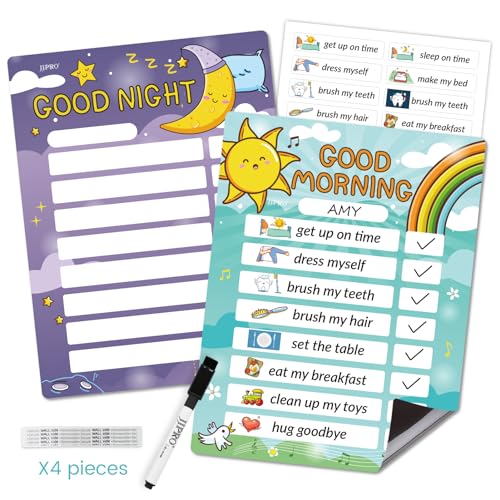 Image of Magnetic Bedtime /Morning Routine Chart for Kids -Toddler Daily Schedule Chart at Home,Morning Checklist,Dry Erase Bedtime Checklist to Do List,Daily Routine Chore Chart for Kids