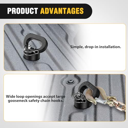 Image of Nilight 60618 Puck System Gooseneck Hitch Ball Kit, Compatible with 2013-2025 Dodge RAM 2500 3500, 2-5 /16 Inch Gooseneck Ball for Truck Bed with 2 Safety Chain Anchors w /Storage Box