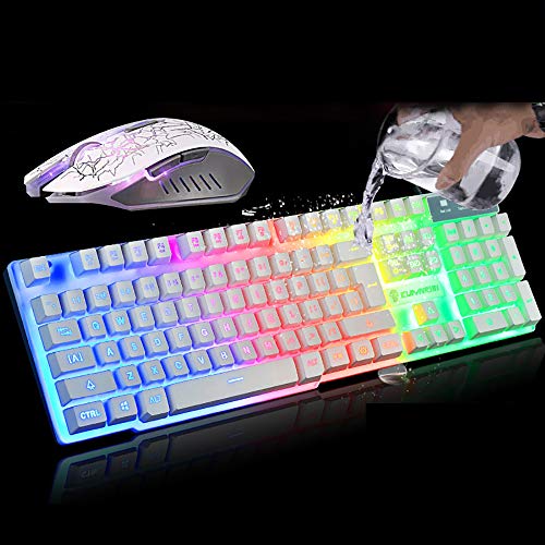 Image of Keyboard Mechanical Gaming Keyboard Mouse Combo Changeable Led Backlit Usb Wired Keyboards Adjustable Dpi Mouse for Tablet Desktop Games