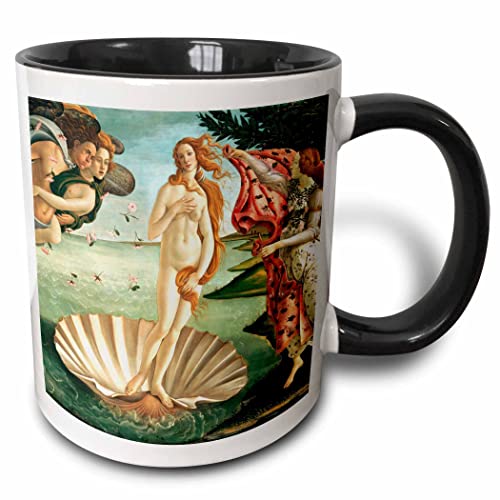 3dRose Botichelli Birth of Venus 1485 classic art 11oz Two-Tone Black Mug