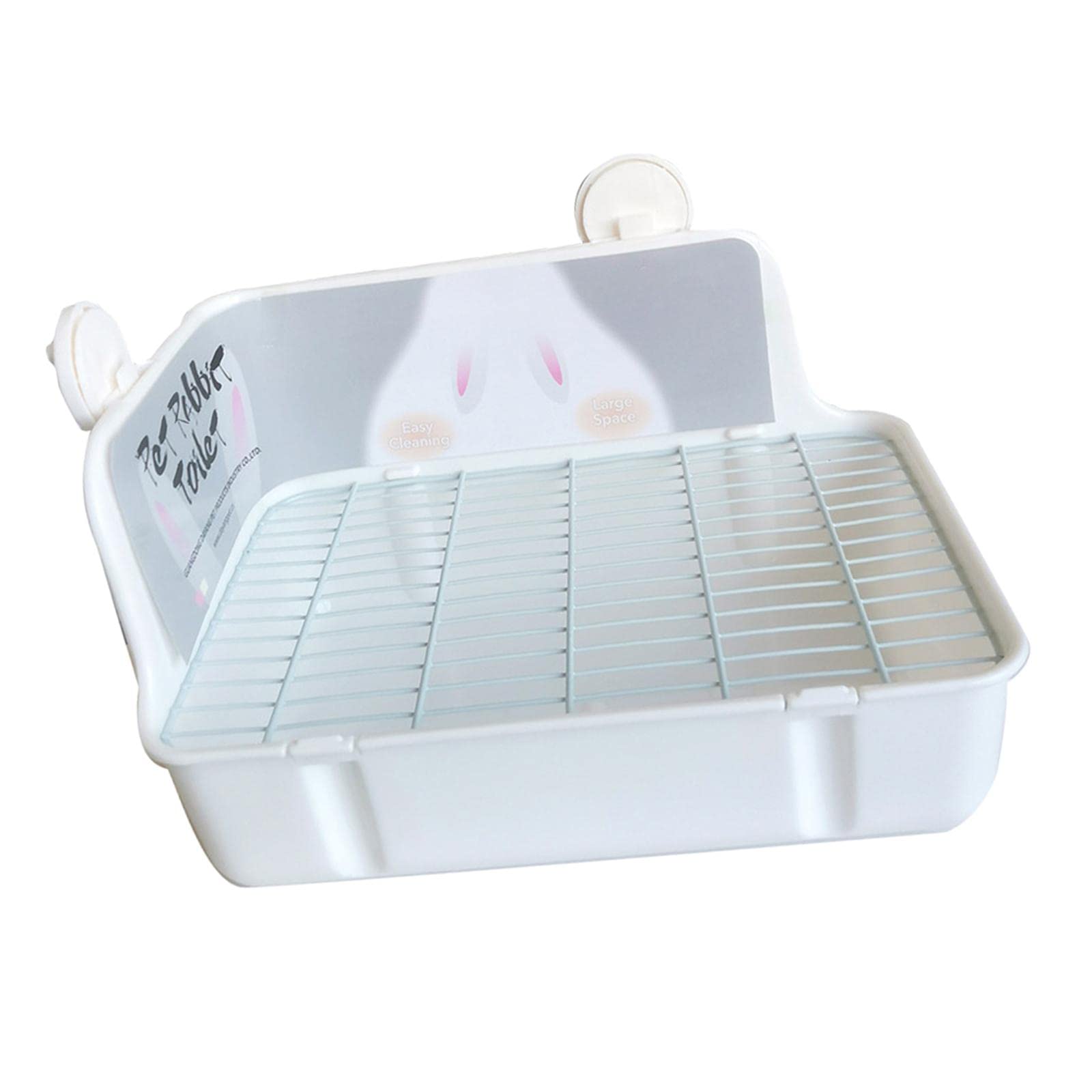 perfk Caja de Arena para Conejos, Bandeja de Esquina para Entrenador de Orinal, Jaula de Ropa de Cama, Limpieza Portátil Estable, Inodoro, Chinchilla, Blanco Gris