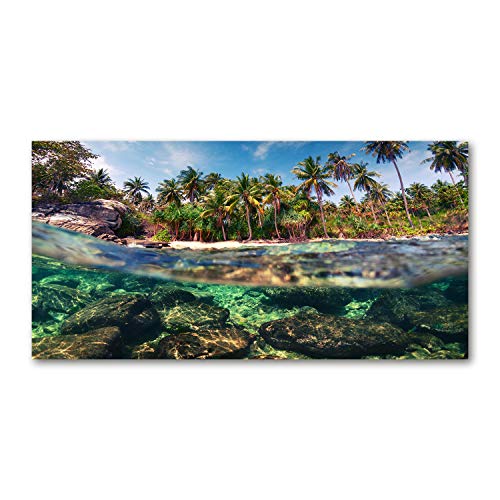 Tableau Plage Tropicale 140x70 grand format pour décoration murale