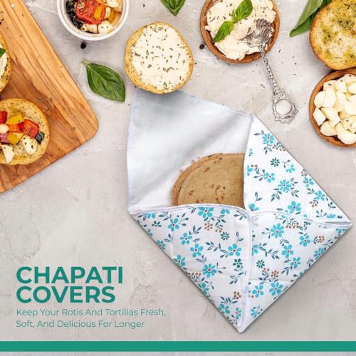 Image of Roti Cover (Pack of 2) | Roti Rumal for Home & Travel | Roti Wrapping Cloth | Kitchen Roti Cloth | Chapati Cover for Casserole | Multicolor