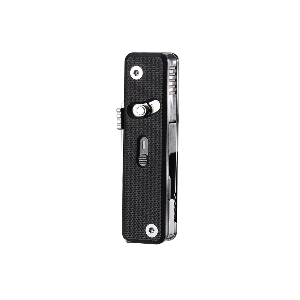 Roxon Black S504g Mini Flex Companion-7 In 1 Multitool Edc Pocket Knife With G10 Handle, Box Cutter, Short Sheepsfoot Blade, Short Scissors, Bottle & Can Opener, 4Mm Bit, Tweezers And Toothpick