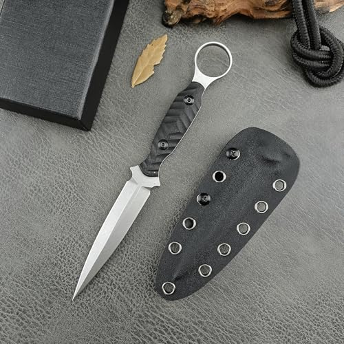 EDC Fixed Blade Knife with Kydex Sheath, Full Tang D2 Stainless Steel, for Outdoor, camping, Hiking