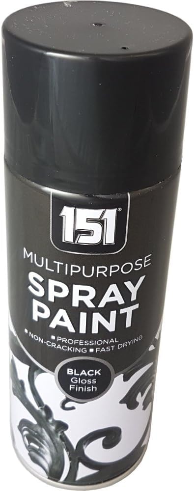 151 Black Gloss Multi-Purpose Aerosol Spray Paint 400ml (1 Pack)