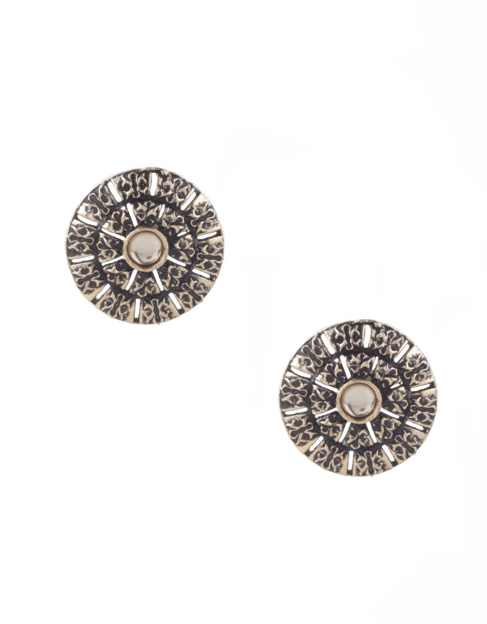 Anuradha Rose Gold Finish Designer Studs Earrings For Women & Girls | Traditional Round Shape Fancy Ear-Tops | Oxidized Finish Designer Earrings (Rose Gold)