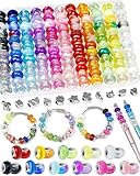 143PCS FIVEIZERO European Large Hole Beads for Jewelry Making – 12 Colors Glass Big Hole Spacer Beads with Metal Charms for Bracelets, Necklaces, Pens & DIY Crafts