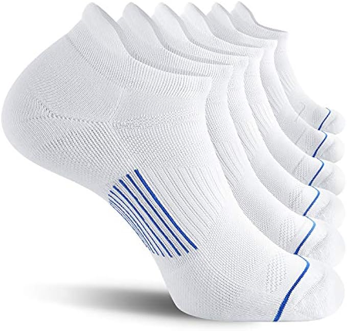 FITRELL Men's 6 Pack Ankle Running Socks Low Cut Cushioned Athletic Sports Socks 7-9/9-12/12-15