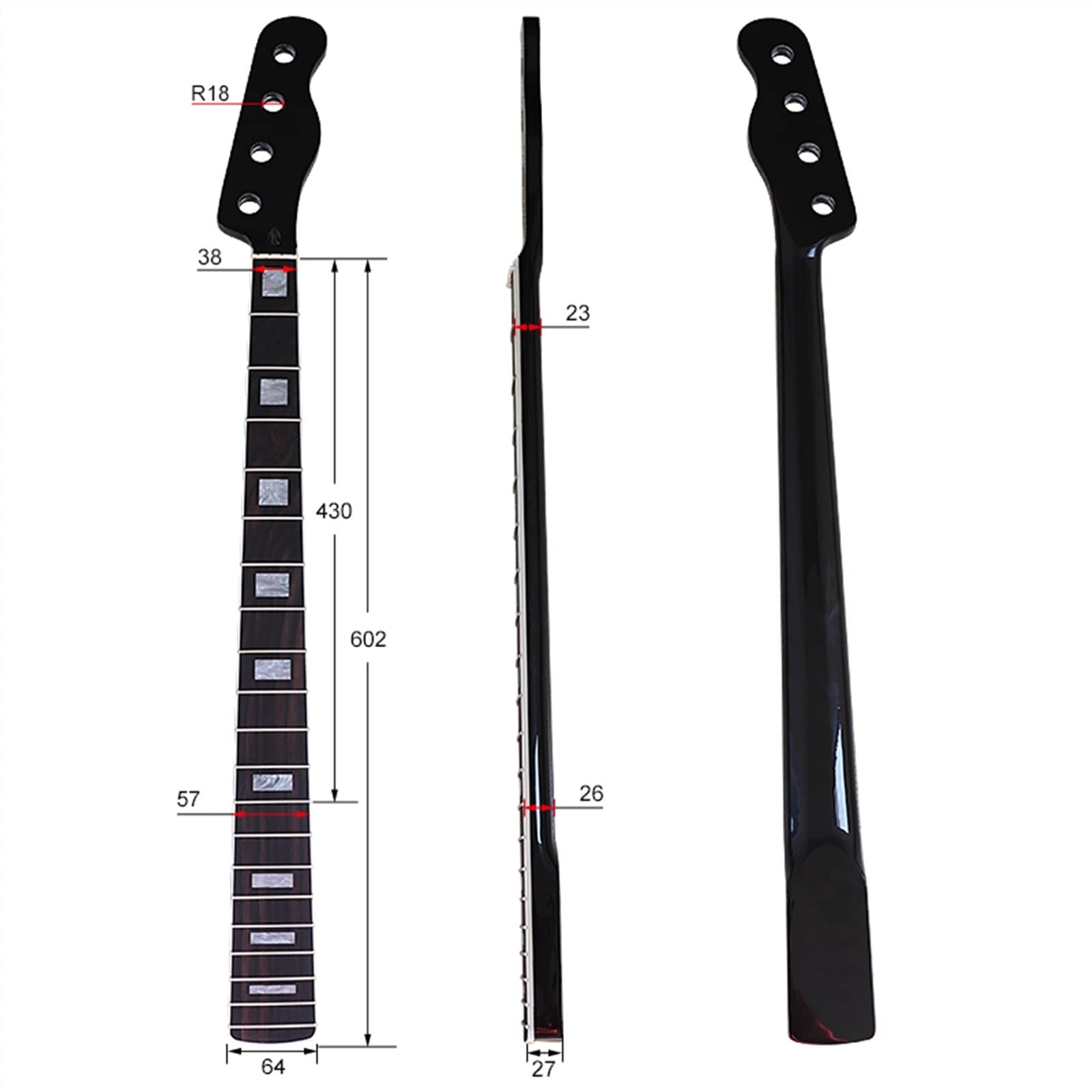Manico della Chitarra per Basso Elettrico A 4 Corde for TL Manico per Basso in Acero Canadese Alto Lucido 20 Tasti
