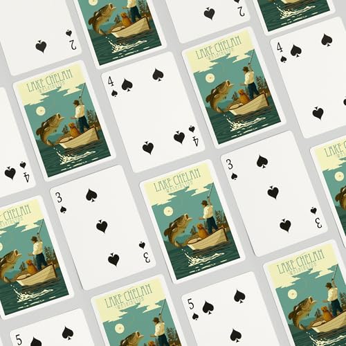 Lantern Press Lake Chelan, Washington, Baraja de Poker 52 Cartas miniatura 4