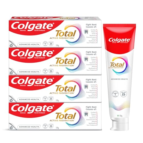 Colgate Total Advanced Health Toothpaste, Toothpaste with 12-Hour Protection, Whole Mouth Health Pack of 4 (120g/4.2oz x 4 = 480g/17oz)