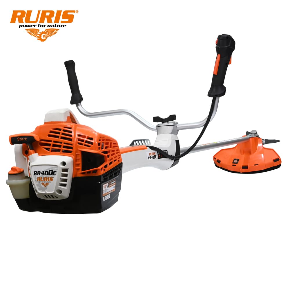 RURIS Power for Nature Débroussailleuse Thermique RR400C 2 Temps 41,5 cm3, 2,8 CV, 255mm - Harnais Dual Balance, Système Antivibrations 5 Points, Orange