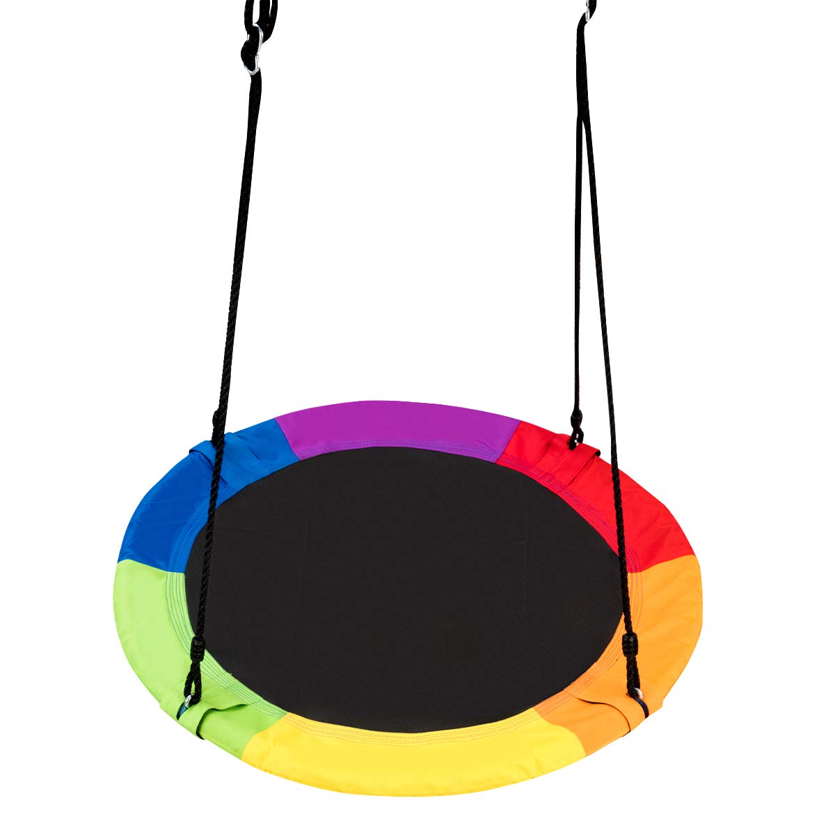 COSTWAY Columpio Nido Niños Columpio Redondo Diámetro 100cm Altura Ajustable Carga hasta 150 kg (Colorido)