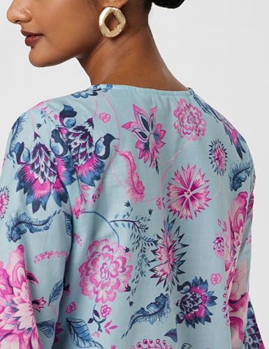 Image of BIBA Women Cotton Straight Fit Floral Printed Kurta