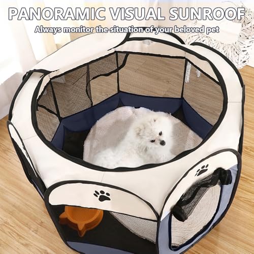 Vmxlso Welpenauslauf Faltbar, 73 x 73 x 43 cm welpenauslauf für Drinnen, Laufstall Hund Pop-Up, Hundelaufstall für Wohnung, Hundeauslauf für Innen Hasen Katzen, Indoor Outdoor Reisen Camping