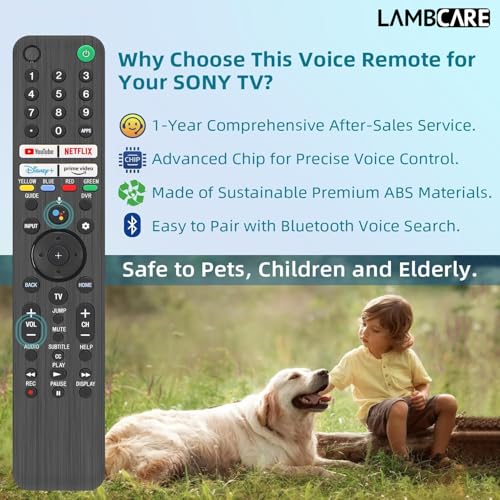 Image of Lambcare Compatible for Soni TV Remote Replacement for Bravia & All 2019-2023 Soni XR /XBR /KD Series 4K LED OLED Google /Android Smart TVs with Voice Command - 1-Year Full Warranty