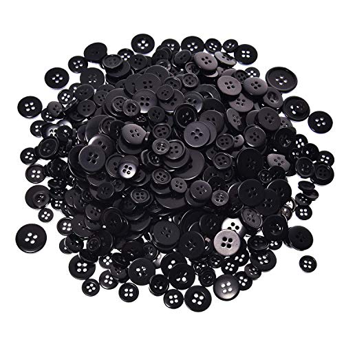 600-700Pcs Black Craft Buttons Bulk Assorted Black Buttons for Crafts Mixed for Arts DIY Crafting Decoration