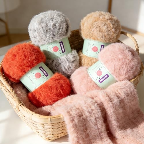 Faux Fur Fluffy Yarn for Crochet, Orange Fuzzy Plush Yarn for Crocheting by DAERBOF - Used condition - Image 7