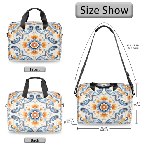 Maletín para laptop patrón azul y naranja 13-16 pulg miniatura 6