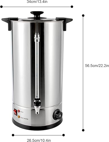 Miniatura 2 de Dispensador de agua caliente, caldera eléctrica de agua caliente de acero inoxidable comercial de 25L6.6 gal con pared de barril de doble capa,